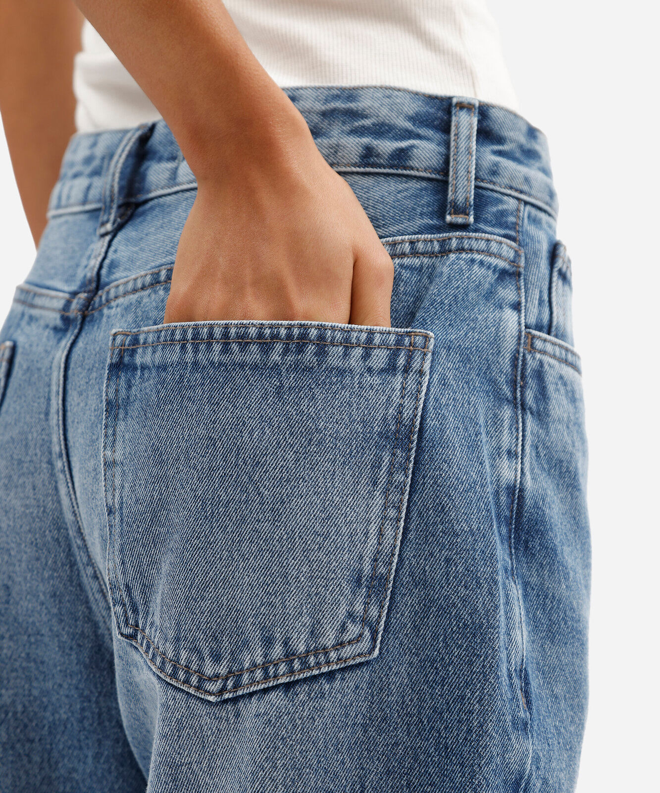 calça wide leg feminina jeans cintura alta azul