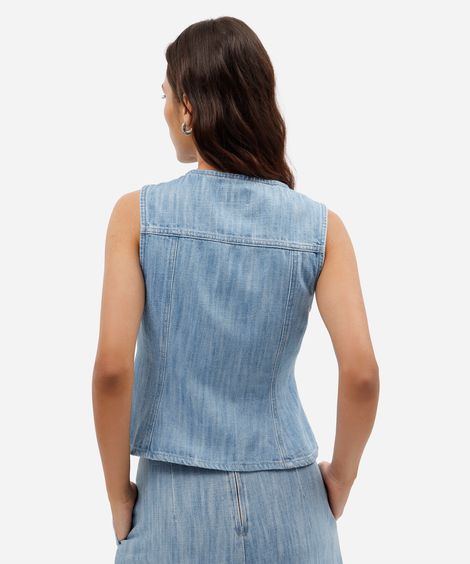 colete peplum feminino jeans azul