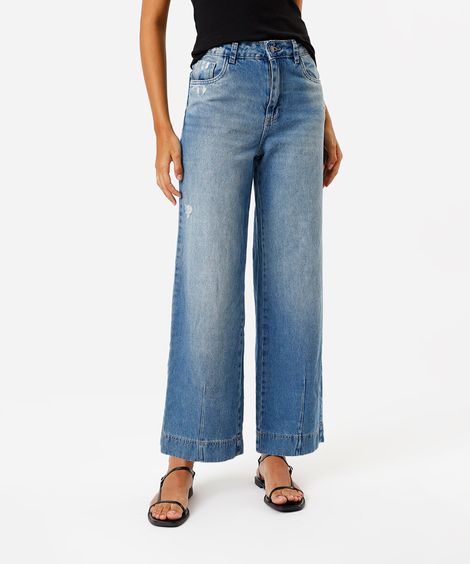 calça feminina jeans wide petit pence barra sawary azul