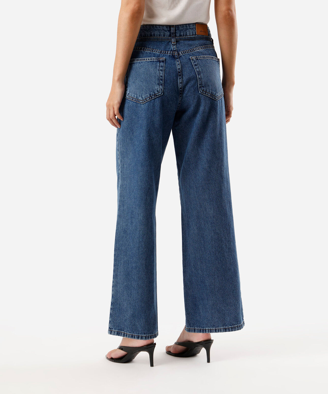 calça wide leg petit feminina jeans com cordão sawary azul