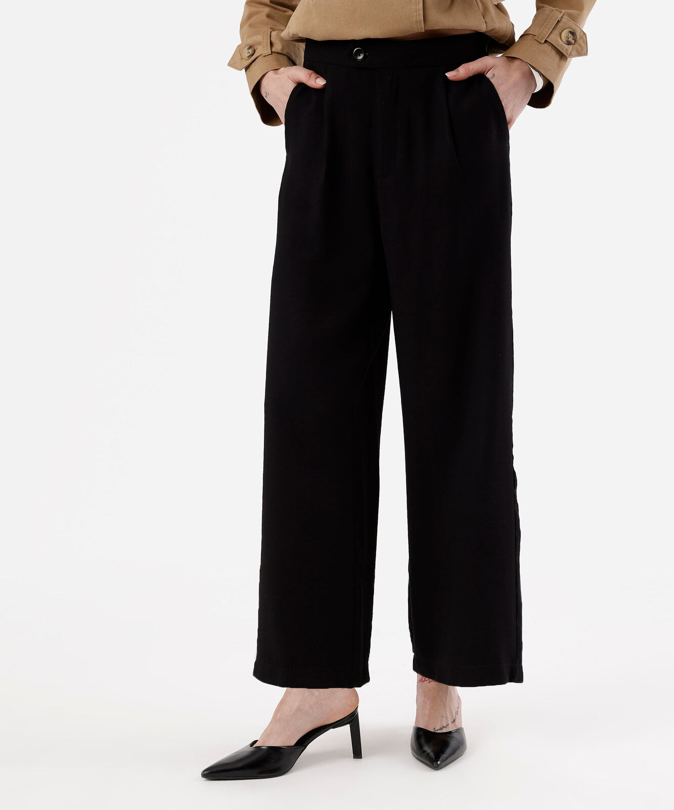 calça wide leg petit feminina com viscose preta
