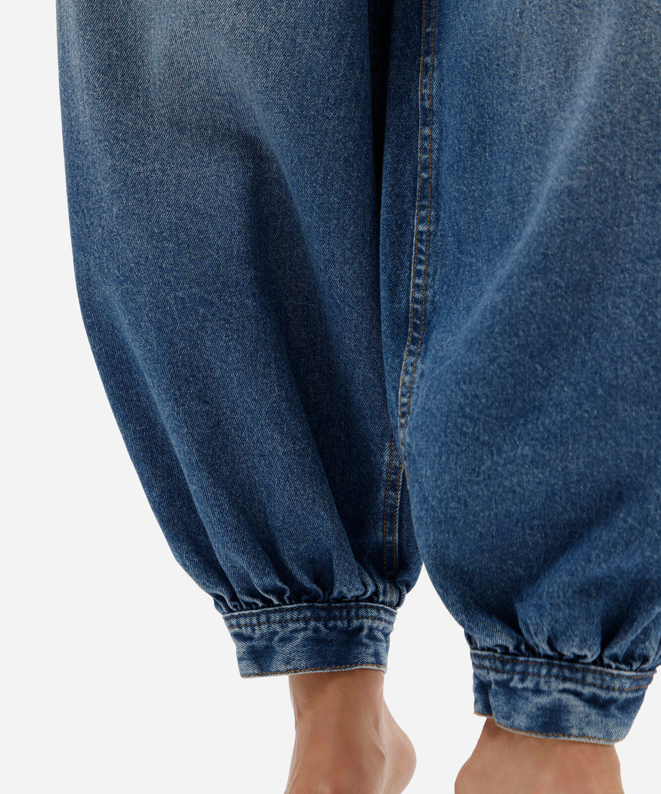 calça balonê feminina jeans cintura média azul