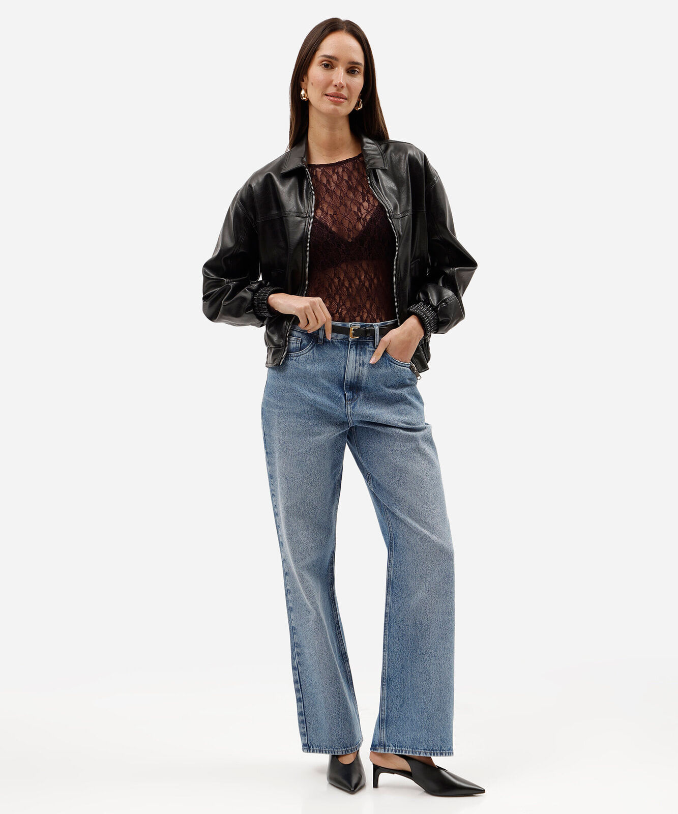 blusa manga longa feminina de renda vinho