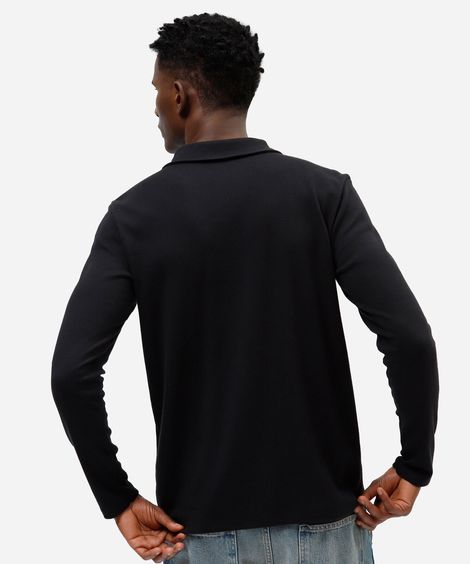 polo masculina com algodão manga longa preta