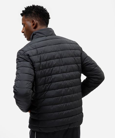 jaqueta puffer esportiva masculina gola alta preta