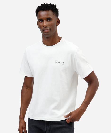 camiseta masculina de algodão manga curta estampada off white