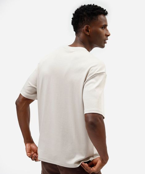 camiseta masculina de algodão peruano manga curta cinza