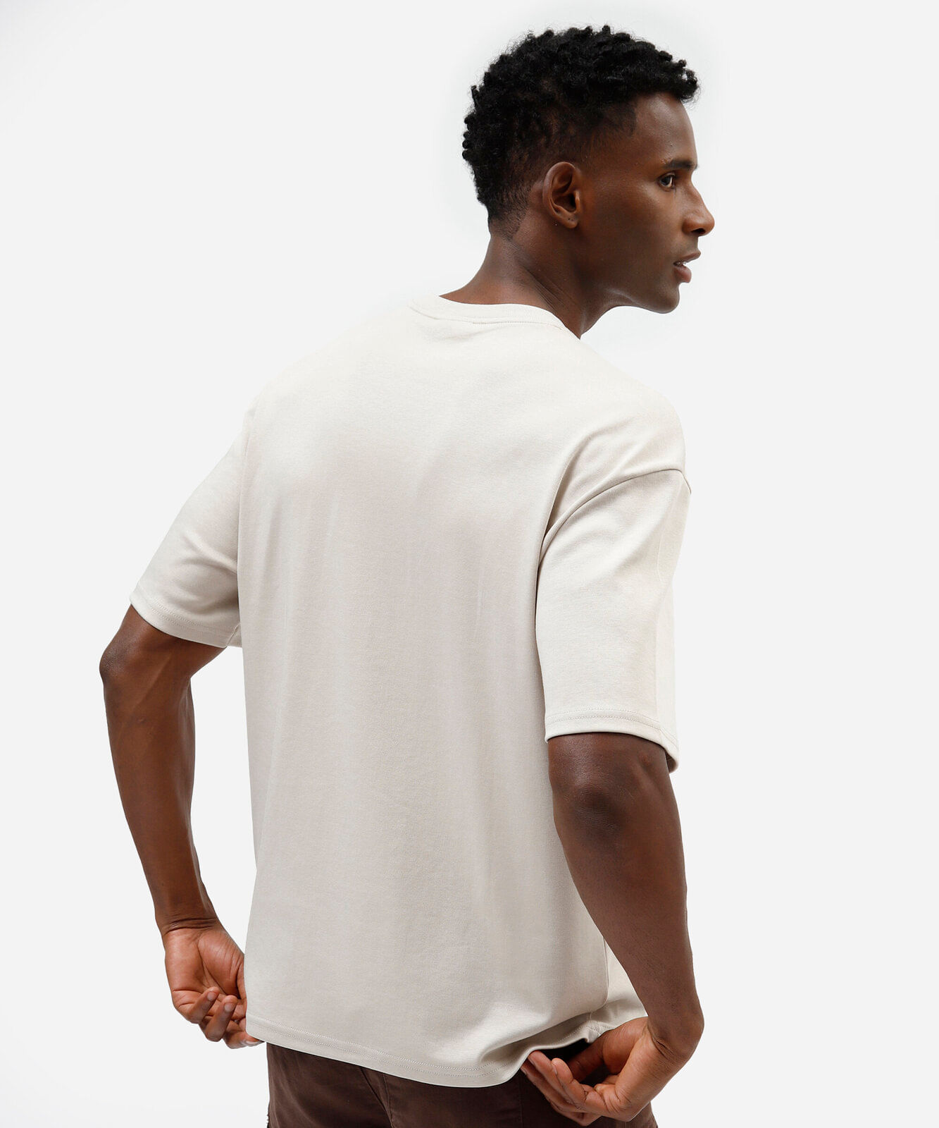 camiseta masculina de algodão peruano manga curta cinza