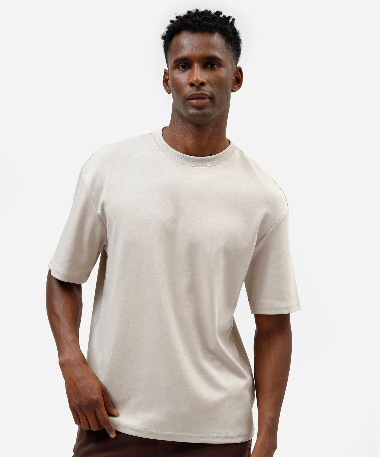 camiseta masculina de algodão peruano manga curta cinza