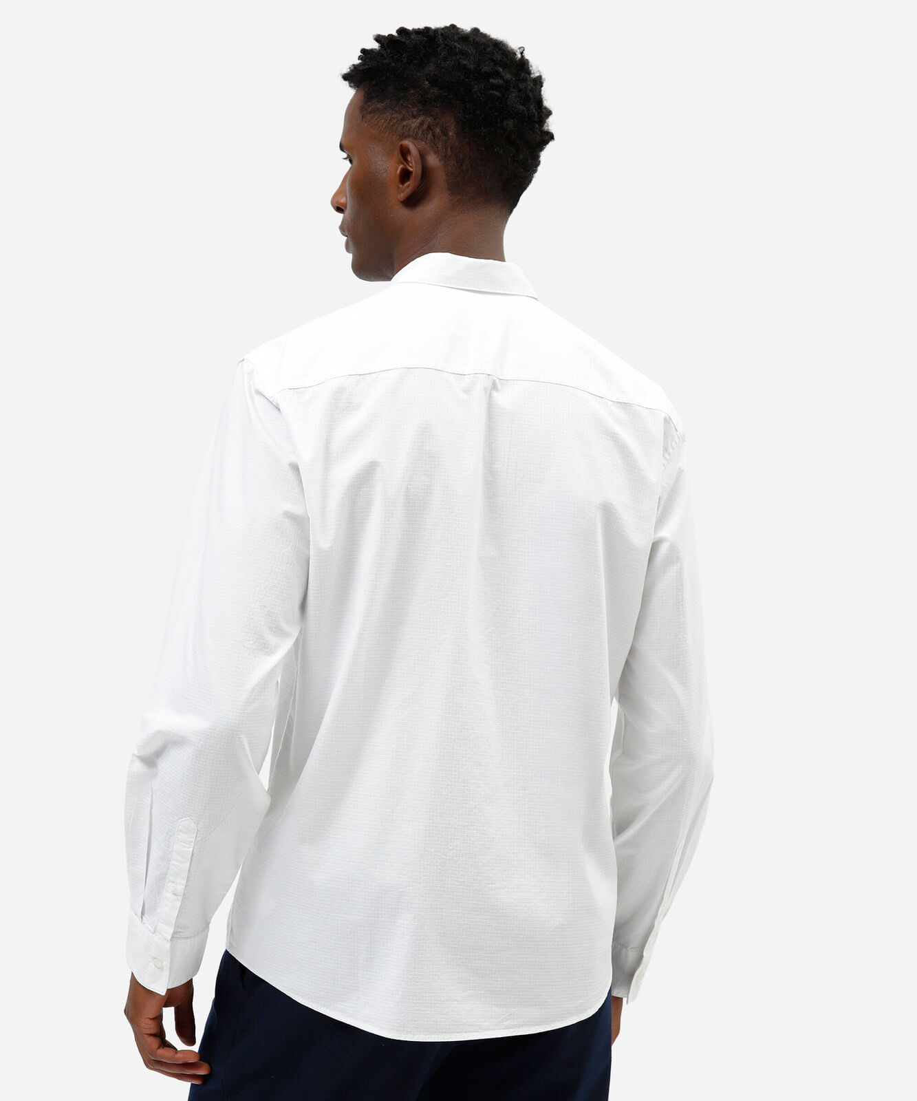 camisa masculina de algodão manga longa texturizada off white