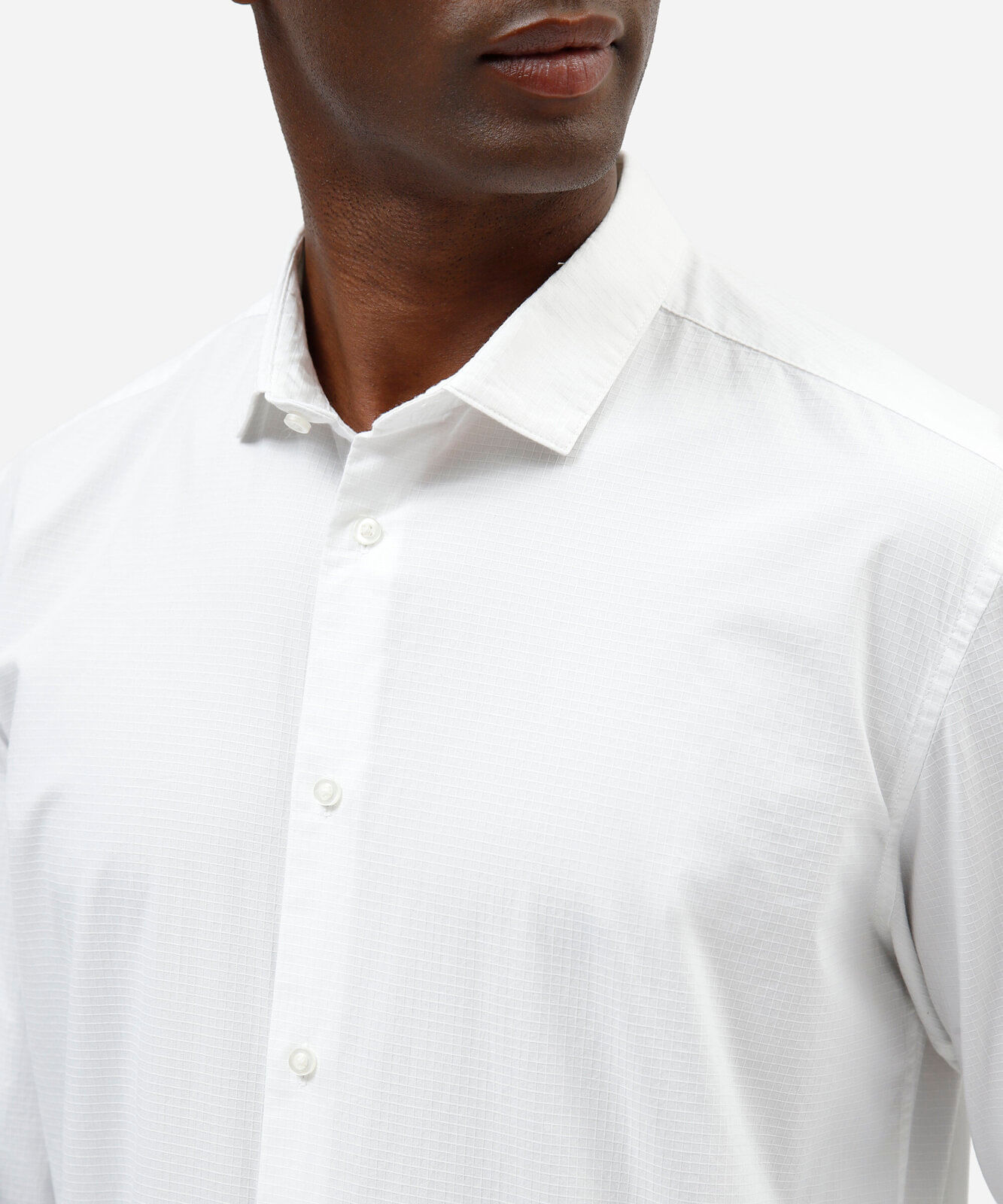 camisa masculina de algodão manga longa texturizada off white