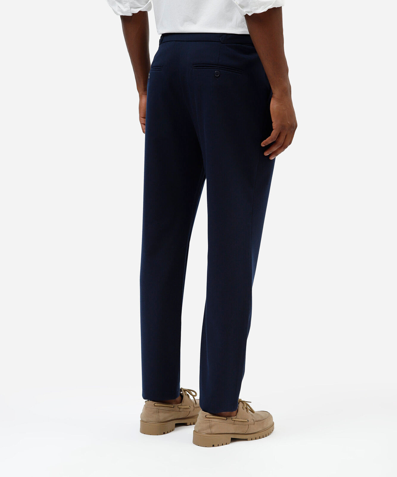 calça slim de alfaiataria masculina com fivela azul