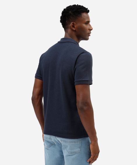 polo slim fit masculina com algodão manga curta azul