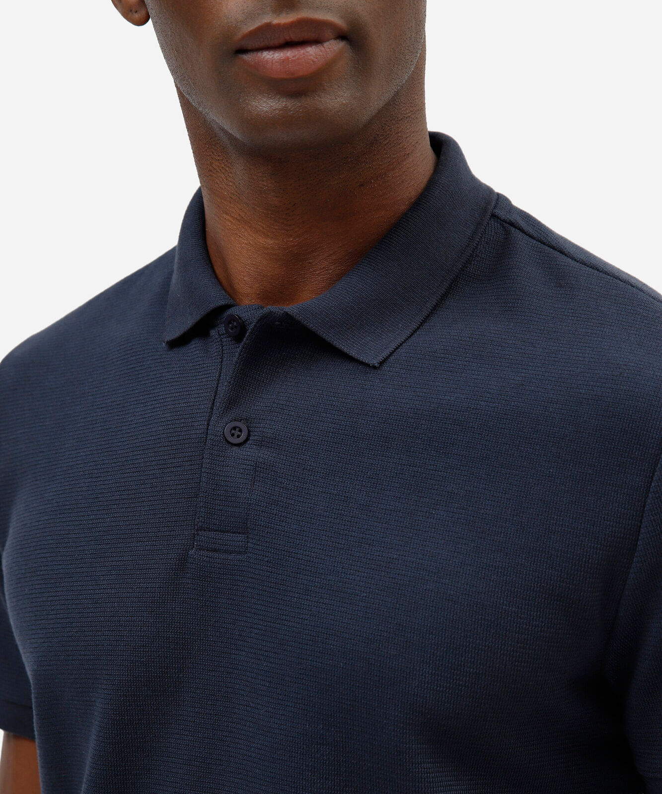 polo slim fit masculina com algodão manga curta azul