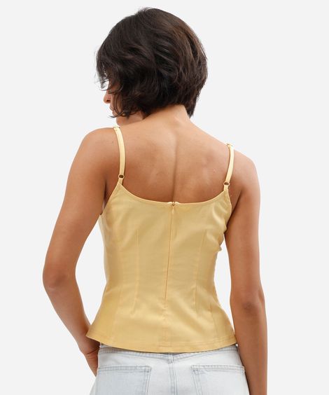 blusa alça fina feminina com viscose amarela