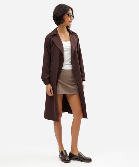 short saia feminino de algodão marrom