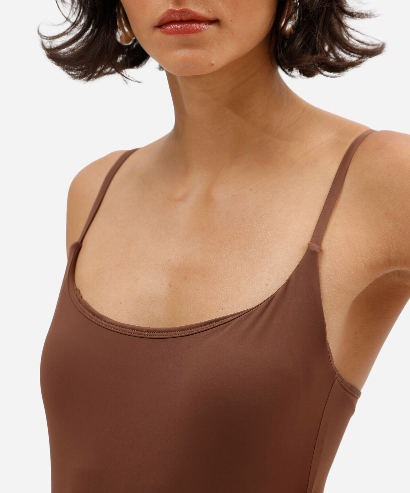 body alça fina feminino de poliamida marrom