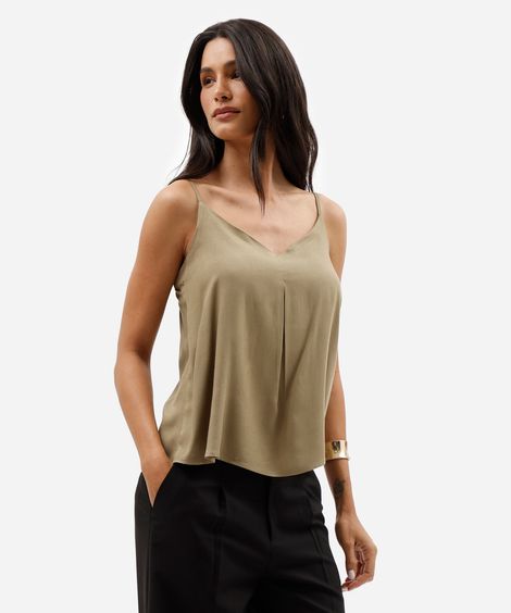 regata alça fina feminina de viscose decote v verde