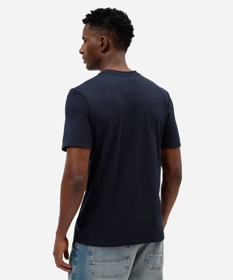 camiseta masculina de algodão básica manga curta azul
