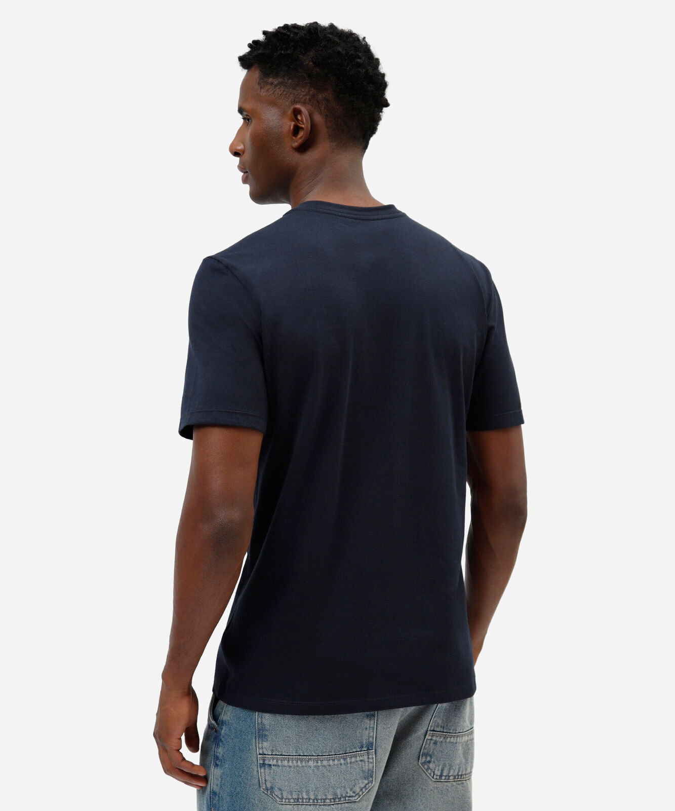 camiseta masculina de algodão básica manga curta azul