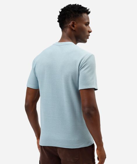 camiseta masculina de algodão texturizada manga curta azul