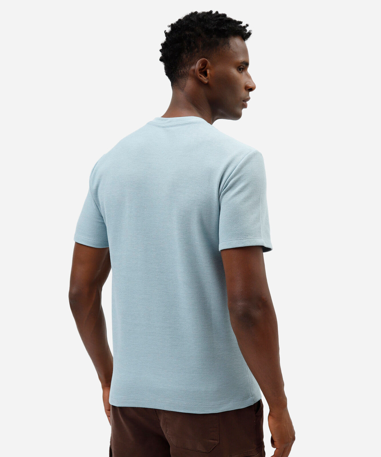 camiseta masculina de algodão texturizada manga curta azul