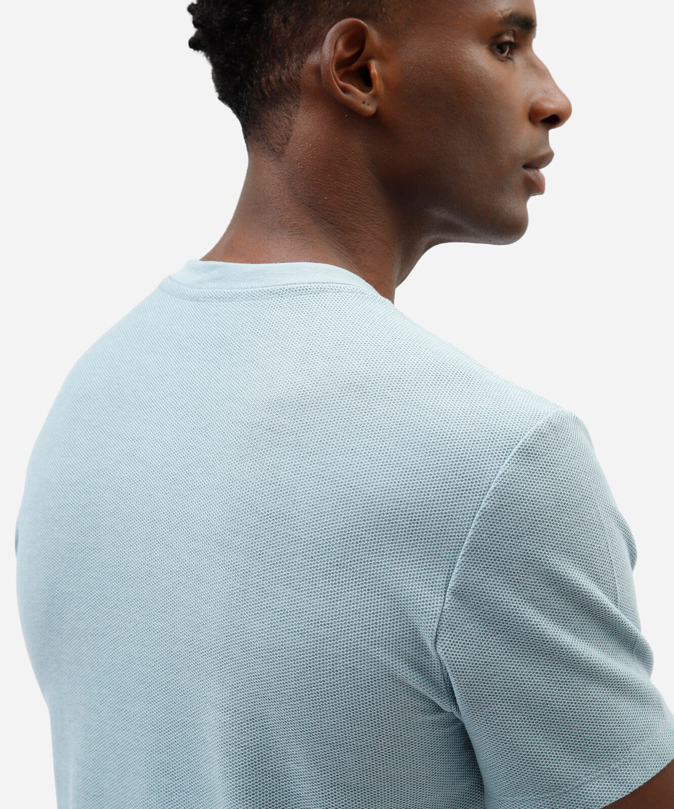 camiseta masculina de algodão texturizada manga curta azul