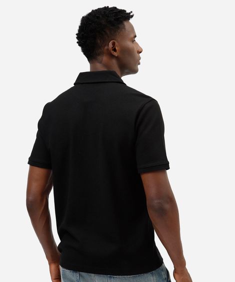 polo masculina com algodão manga curta texturizada preta