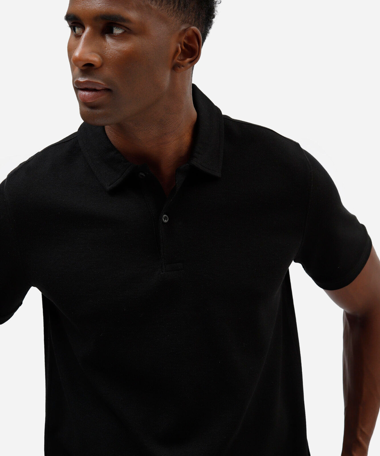 polo masculina com algodão manga curta texturizada preta