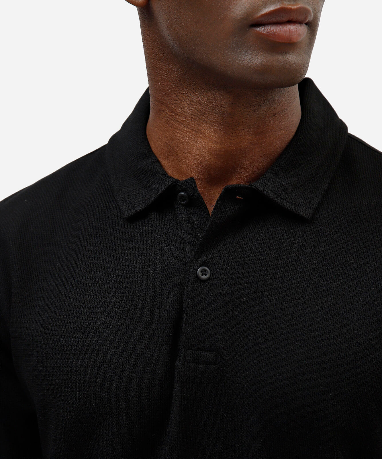 polo masculina com algodão manga curta texturizada preta
