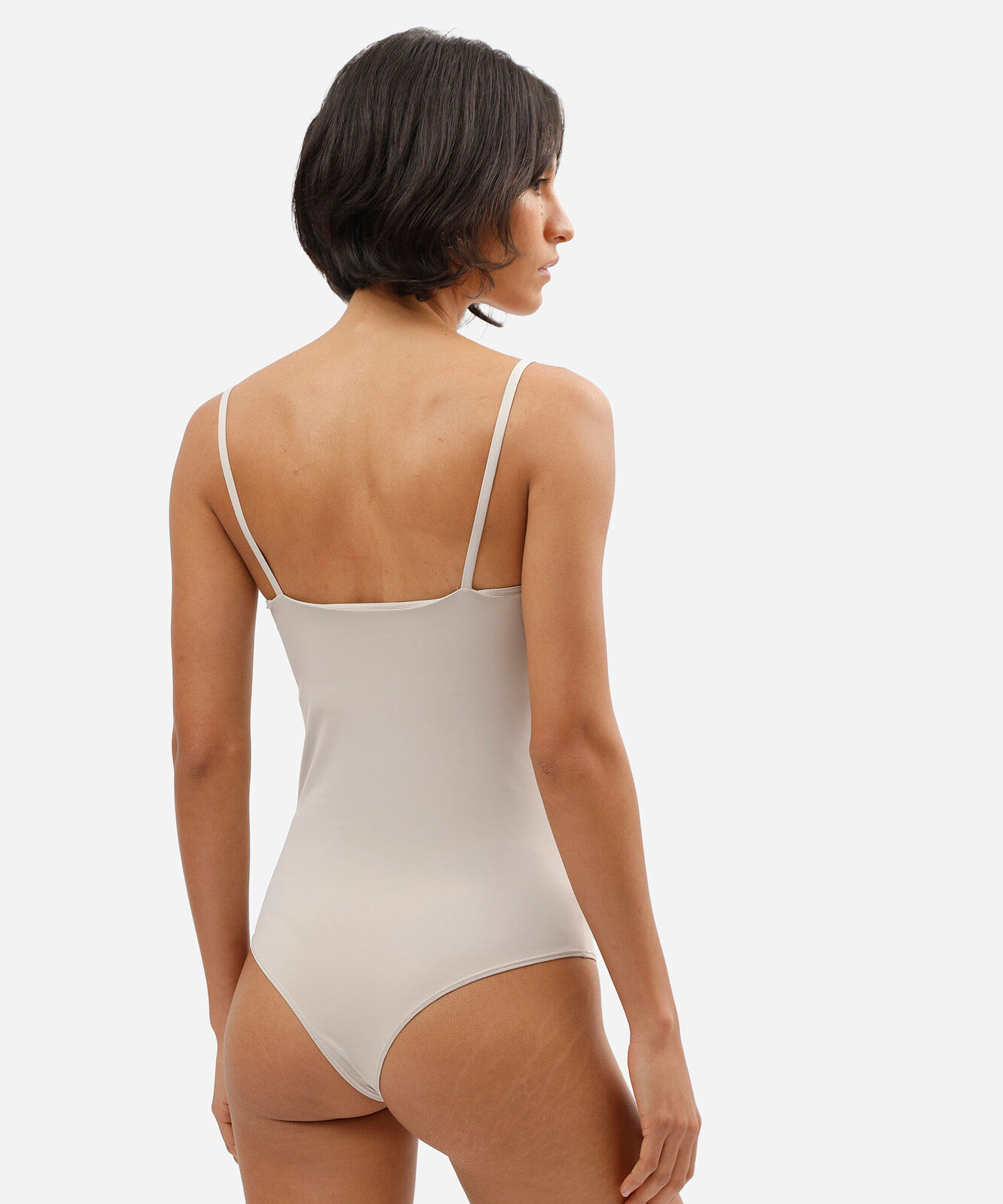 body alça fina feminino de poliamida cinza