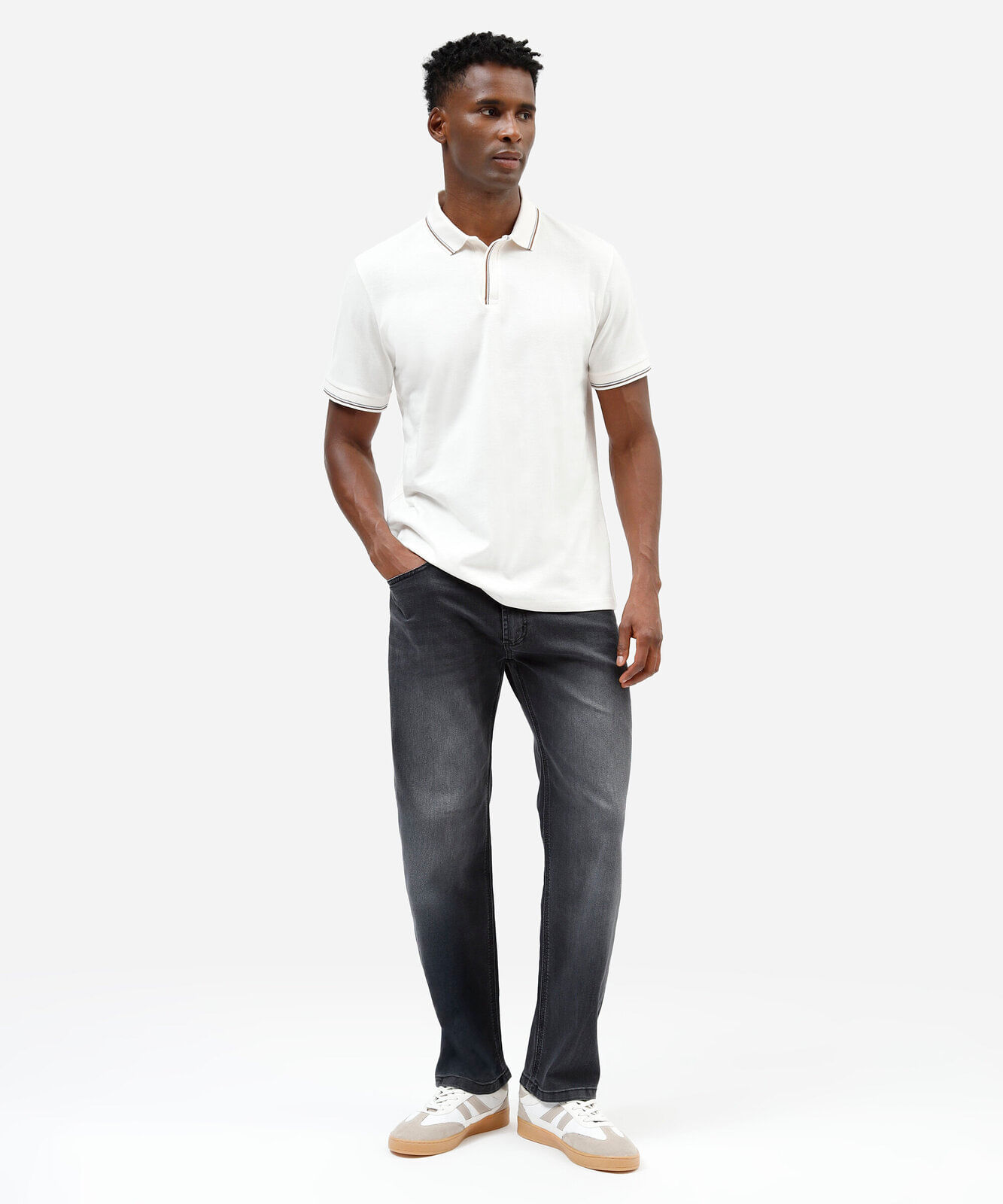 polo masculina de algodão manga curta branca