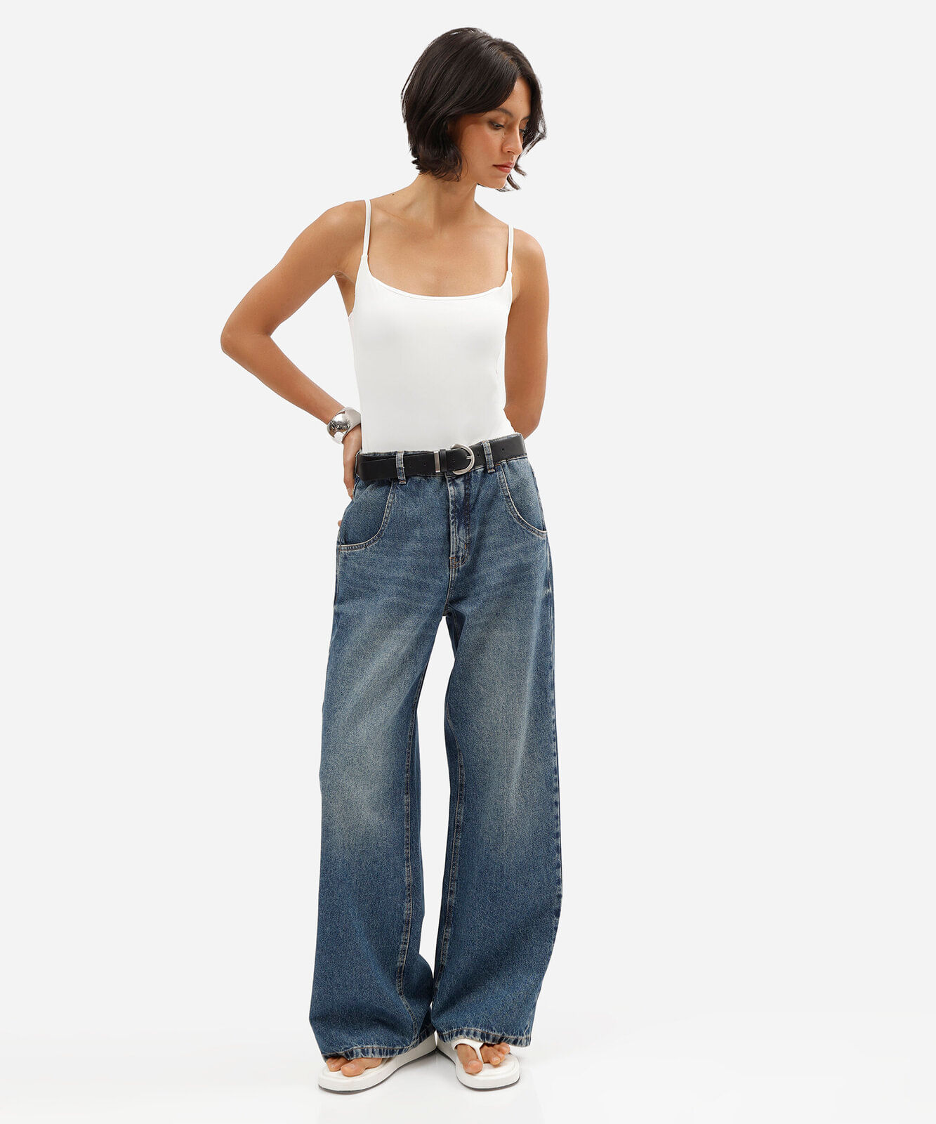 body alça fina feminino de poliamida off white