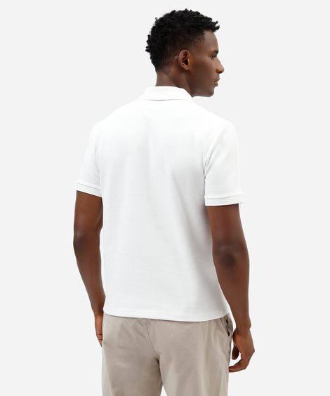 polo slim fit masculina com algodão manga curta off white