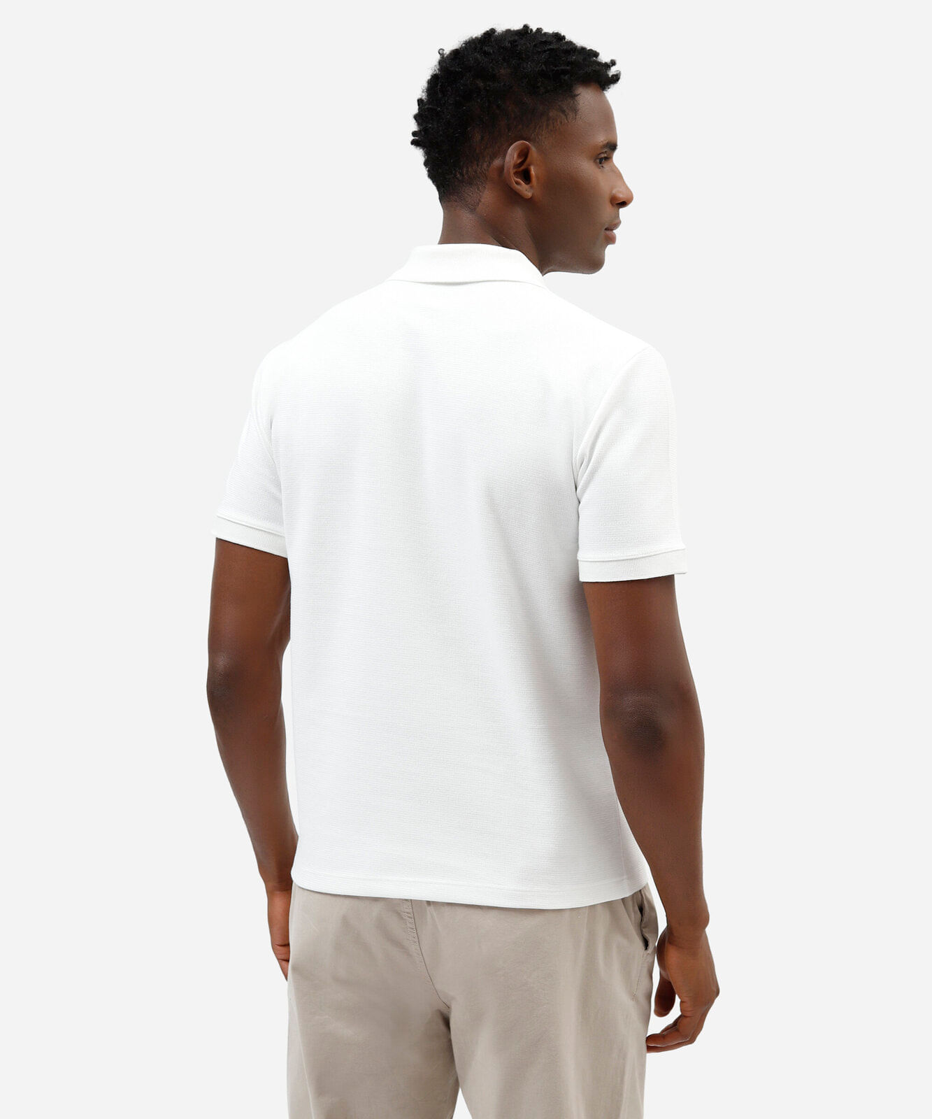 polo slim fit masculina com algodão manga curta off white