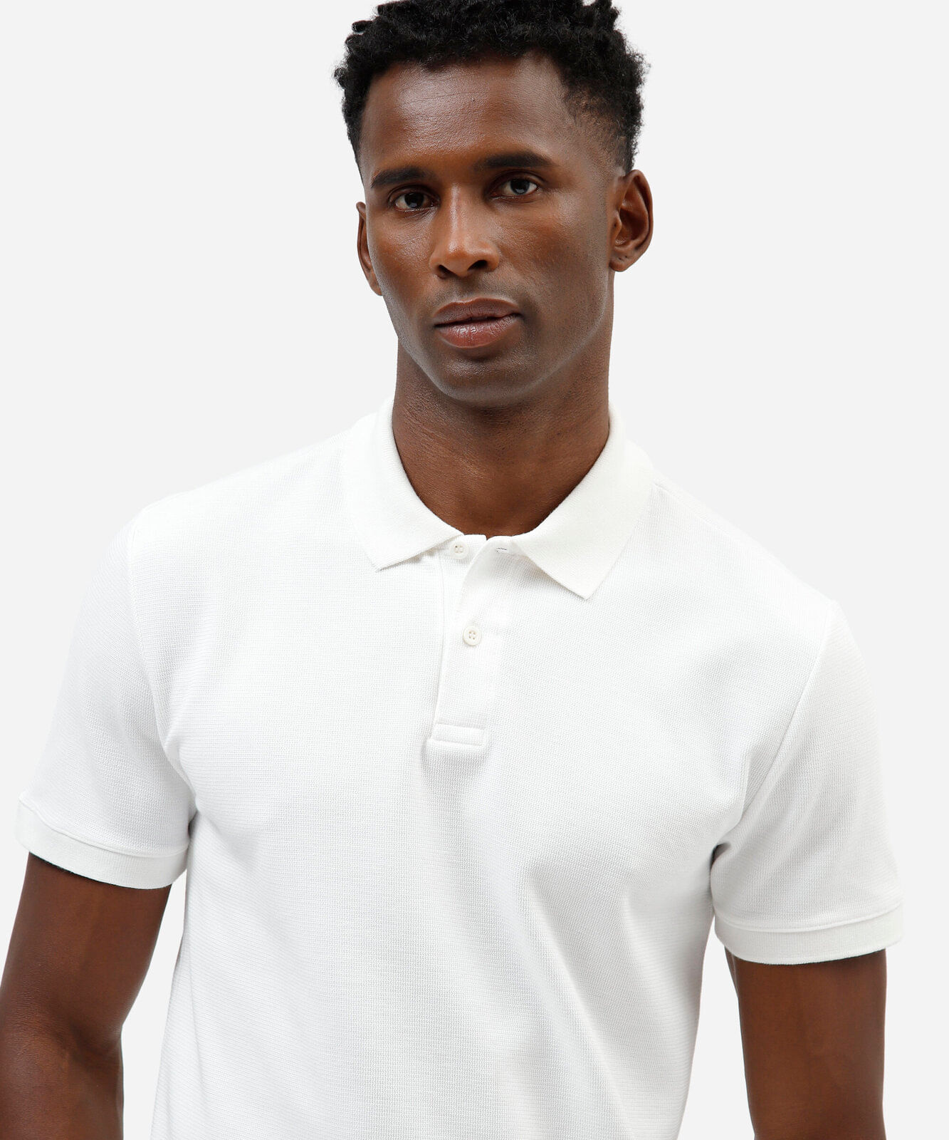 polo slim fit masculina com algodão manga curta off white