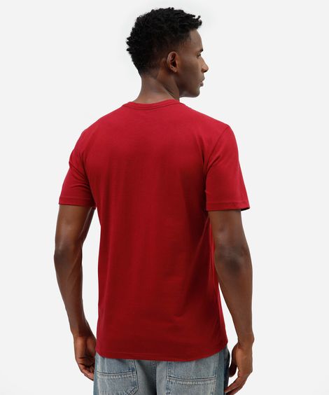 camiseta masculina de algodão básica manga curta vermelha