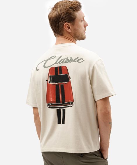camiseta masculina de algodão manga curta estampada bege