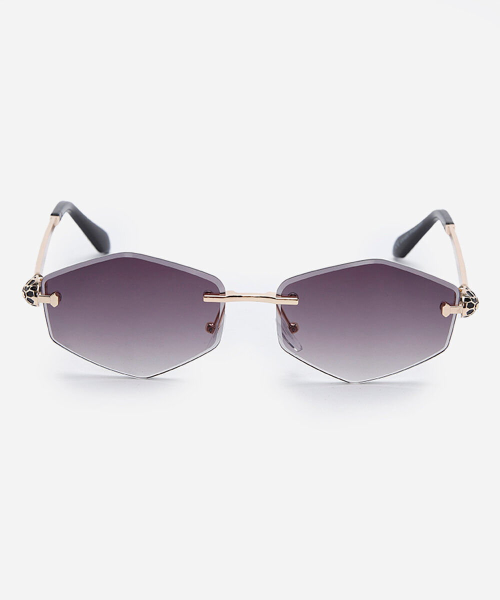 óculos de sol feminino oval de metal triton dourado