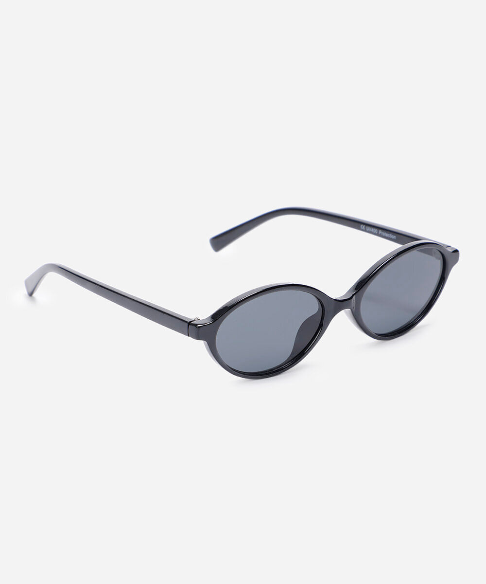 óculos de sol oval feminino com cordinha preto