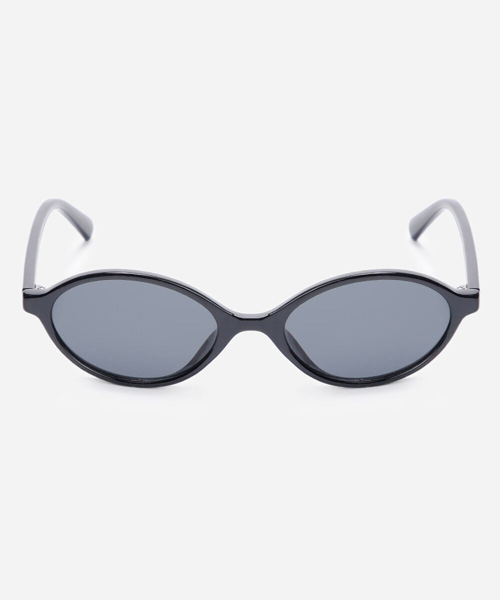 óculos de sol oval feminino com cordinha preto