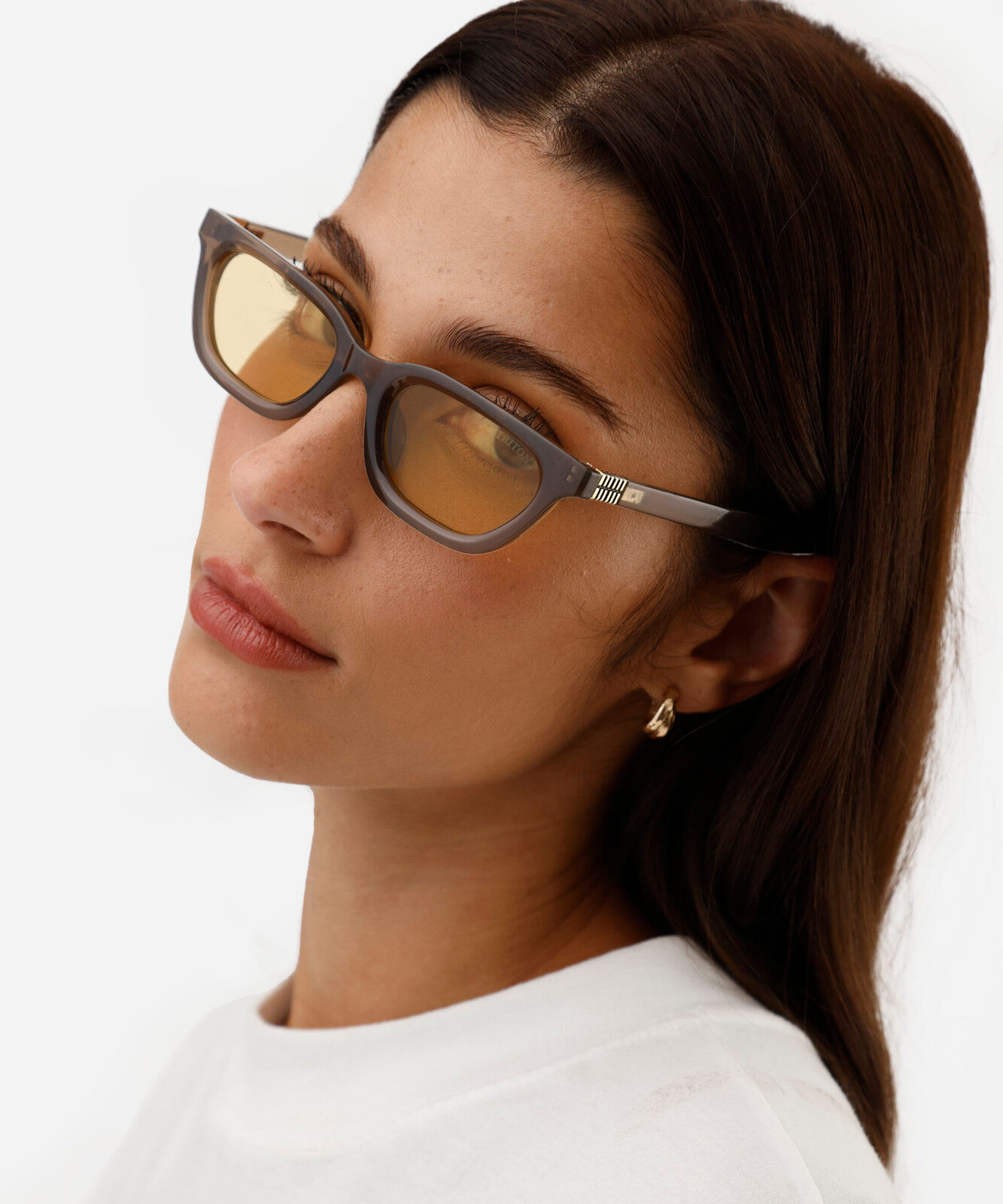 óculos de sol feminino redondo de acetato triton marrom