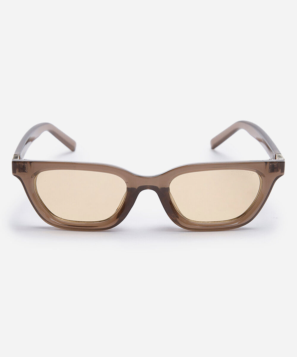 óculos de sol feminino redondo de acetato triton marrom