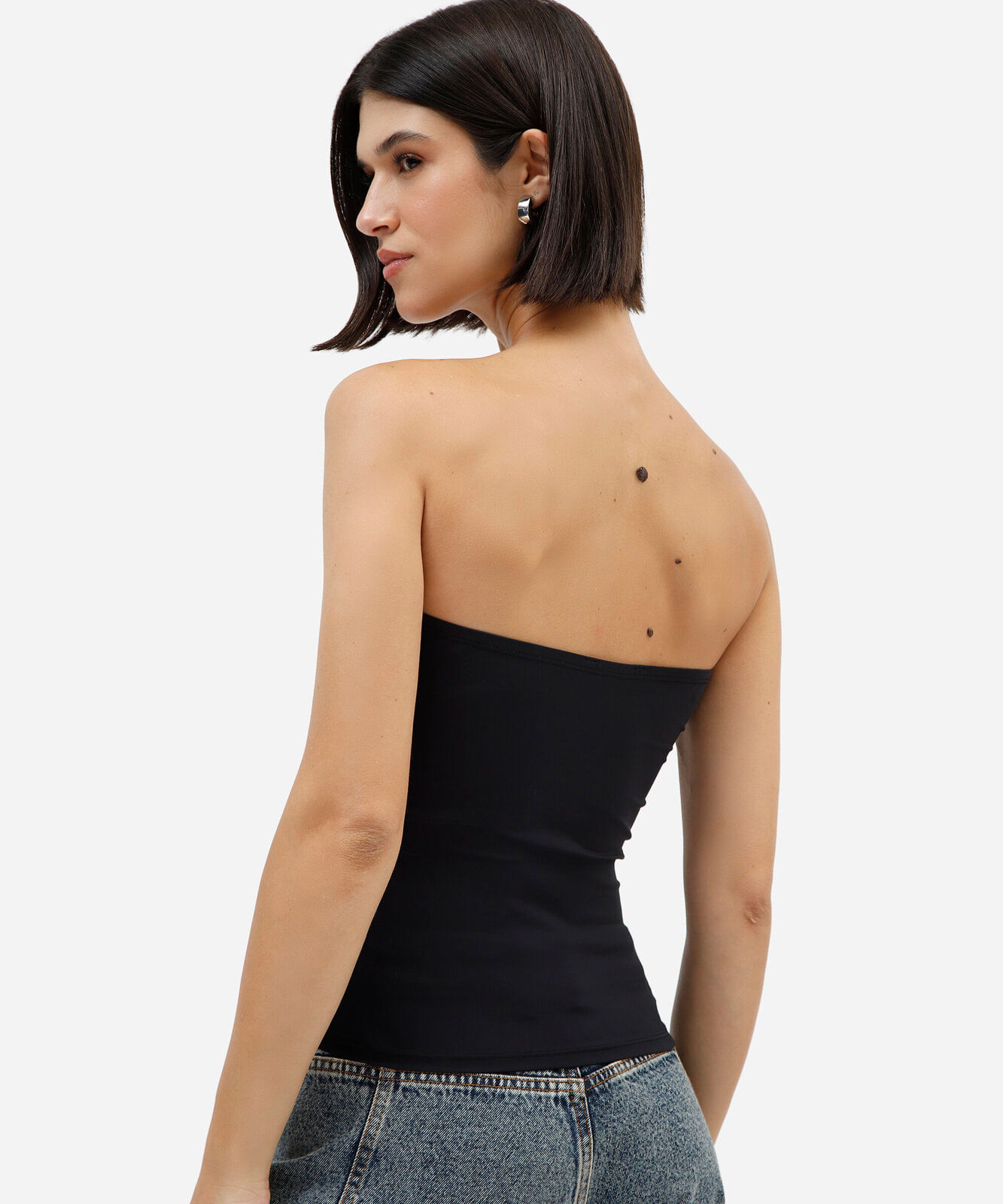 blusa sem alça feminina de poliamida preta