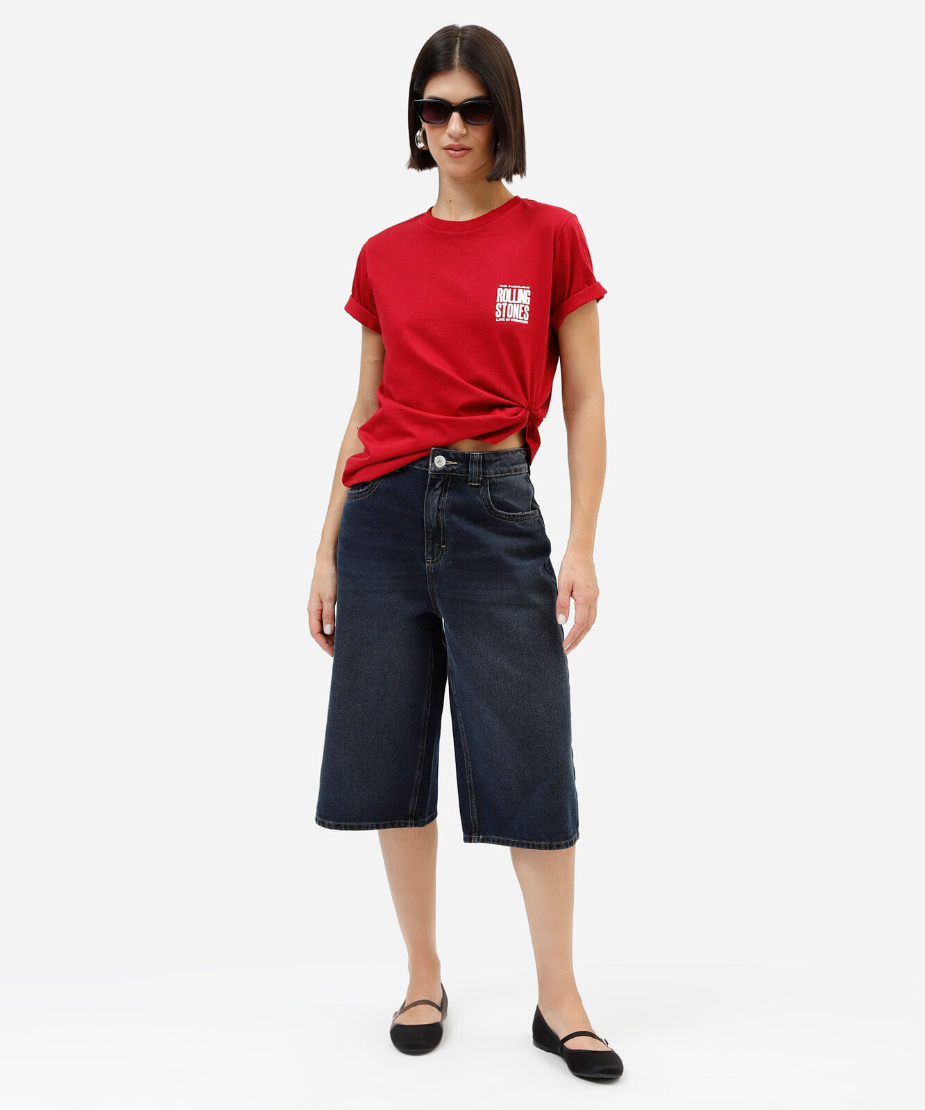 camiseta feminina de algodão peruano the rolling stones vermelha