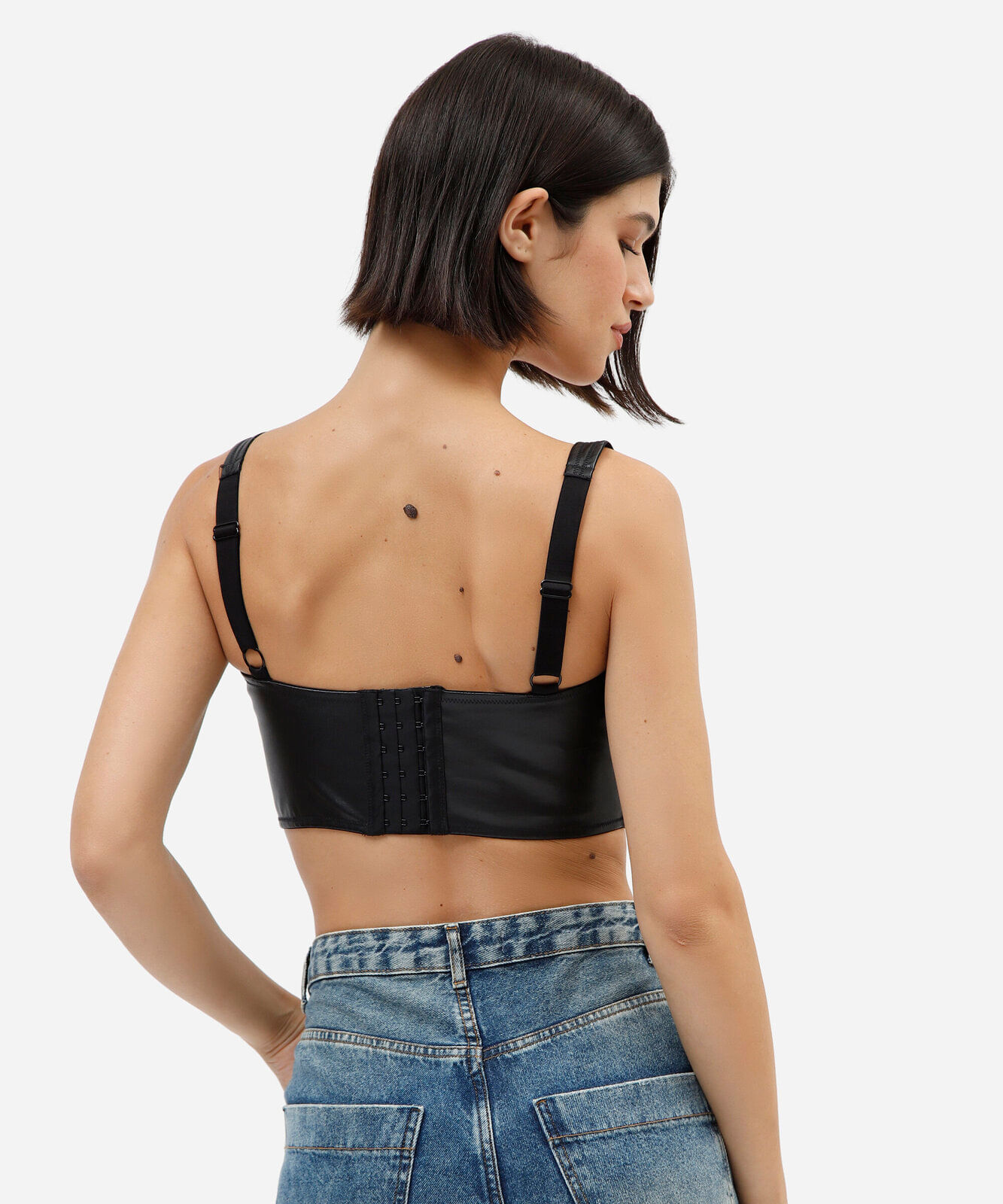 regata corset cropped feminina de pu rock in rio preta