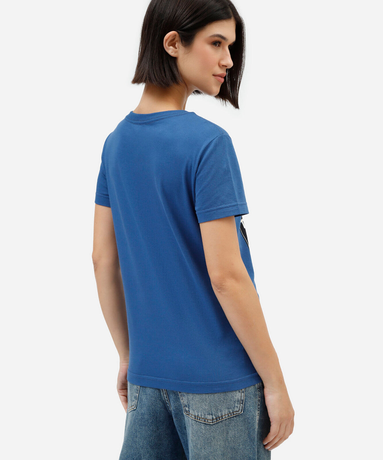 camiseta feminina de algodão manga curta elton john azul