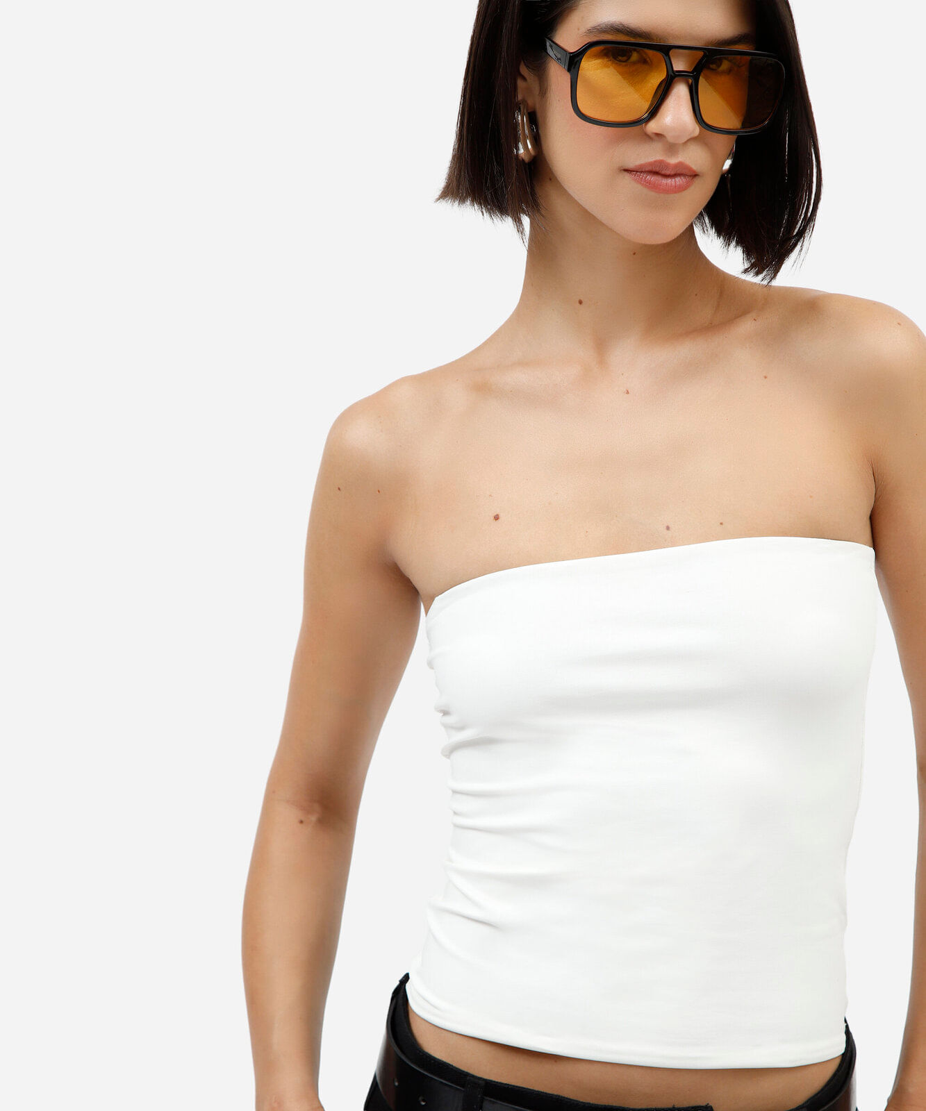blusa sem alça feminina de poliamida off white