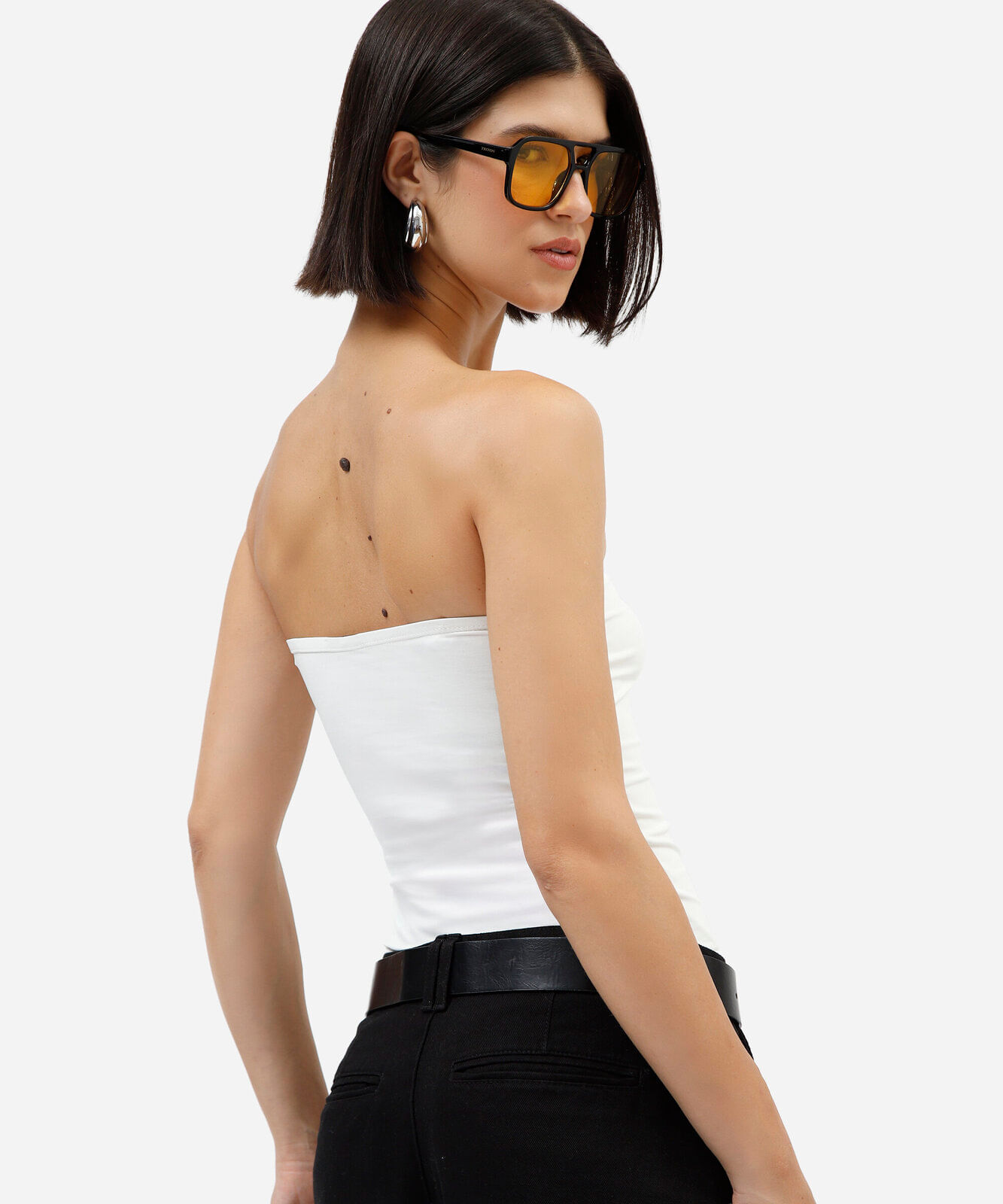 blusa sem alça feminina de poliamida off white