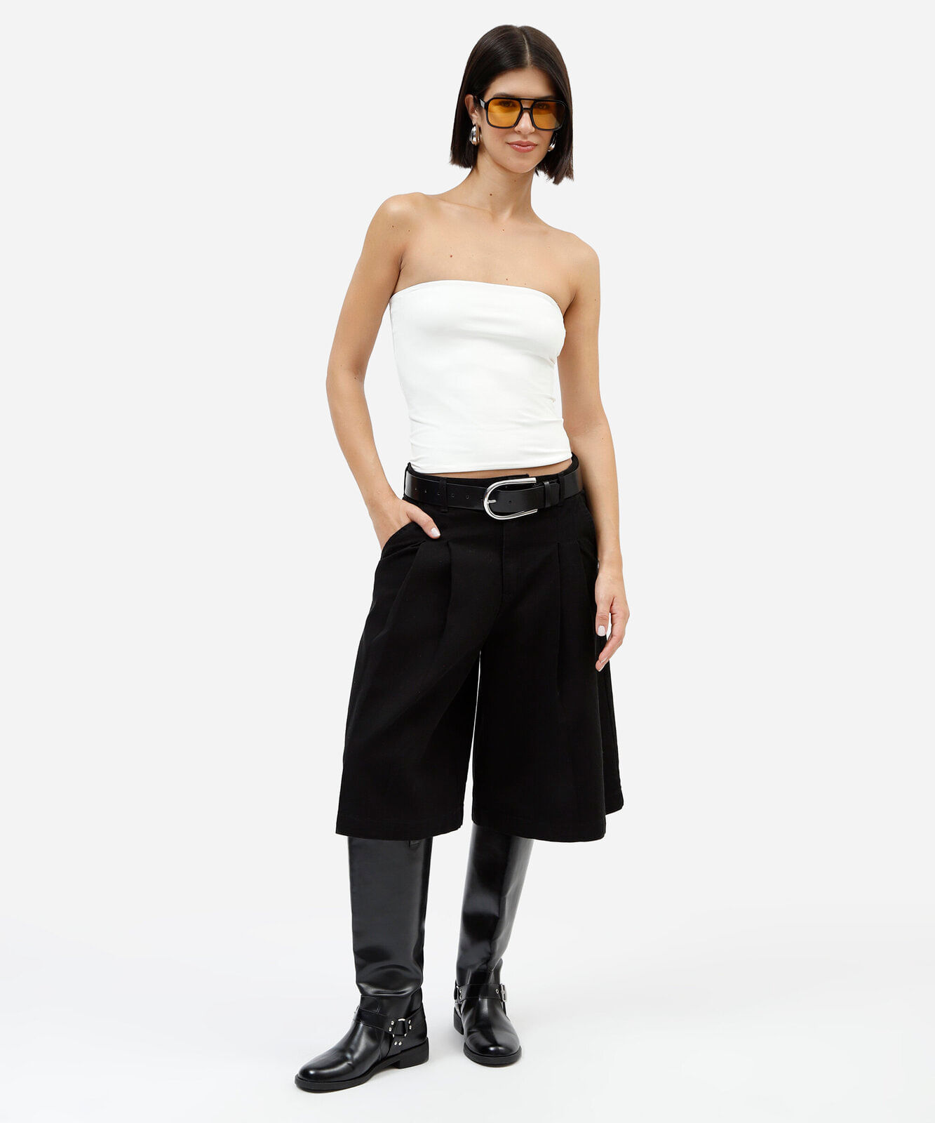 blusa sem alça feminina de poliamida off white